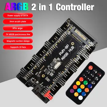 2 In1ARGB Controller 4-pin PWM de Control al Temperaturii 5V 3-pin Sincronizare fără Fir Control de la Distanță de Alimentare Hub Bord