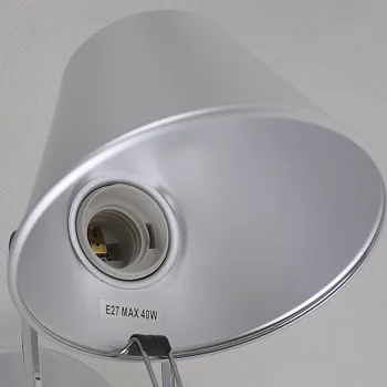 American Industriale de Perete de Lumină Argintiu Negru E27 Rotativ Braț Lung Lampă de Perete cu intrerupator pentru Noptiera Studiu de Birou Camera de zi