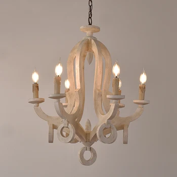 Dormitor candelabre de epocă din lemn de iluminat franceză suspensie lumini bucătărie în stil rustic accesoriu elegant de lumină de mese, sala foaier