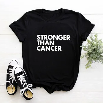Mai Puternic Decât Cancerul Tricou Femme Lettr Grafică Moda Camiseta Mujer Mâneci Scurte Negre Tricouri Femeie Streetwear