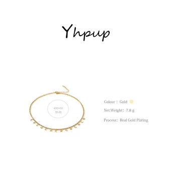 Yhpup Modă Stele Luna Lanț Cravată Colier pentru Femei din Oțel Inoxidabil Moda Colier Culoare Aur Bijuterii din Metal Accesorii Noi