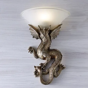 European stil Chinezesc dragon lampă de perete camera de zi TV de fundal peretele Nordic creative noptiera culoar decor rășină lampa