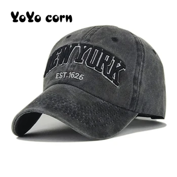 YOYOCORN Spălate Denim sapca Snapback Pălării de Toamnă Palarie de Vara pentru Barbati Femei Capace Casquette pălării Scrisoare Broderie Gorras