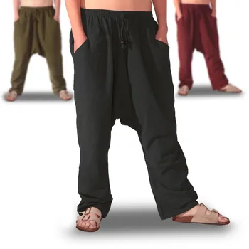 Pantaloni Harem pentru femei omule, largi, din bumbac largi, Hip-Hop Boho-Hippie dans pantaloni Haren