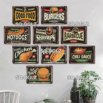 [SQ-DGLZ] Fast-Food Metal Semn Bar de Decorare Perete Tin Semnul Vintage din Metal Semn Pictura Plăci Pizza/Burger/Pui Poster