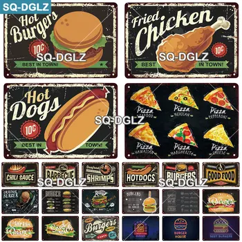 [SQ-DGLZ] Fast-Food Metal Semn Bar de Decorare Perete Tin Semnul Vintage din Metal Semn Pictura Plăci Pizza/Burger/Pui Poster
