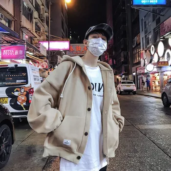 Haina toamna și haine de iarnă cu glugă sacou casual barbati cașmir uniforma de baseball cardigan coreean tendință bărbați îmbrăcăminte
