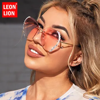 LeonLion fără ramă Retro ochelari de Soare pentru Femei Brand de Lux ochelari Femei Vintage Ochelari de vedere femei Oglindă Oculos De Sol Feminio