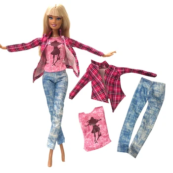 NK 5 Pc-uri mai Noi Rochie de Păpușă Frumoasă Petrecere Casual ClothesTop Rochie de Moda Pentru Barbie Nobil Papusa Accesorii Mai bun Cadou 001B