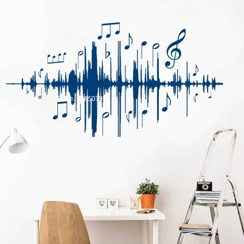 Muzica Audio Notă Perete Decal Muzicale Frecvență Perete Autocolante de Vinil Pentru Dormitor, Camera pentru Copii Pepinieră Living Decor Acasă LC1092
