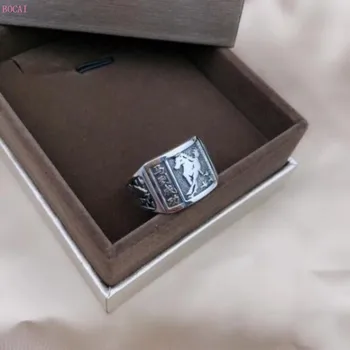 S999 argint pur Recruta bani Dragon inelul cu cap de noroc pentru bărbați Inel de Argint personalitate inele fow bărbați și femei