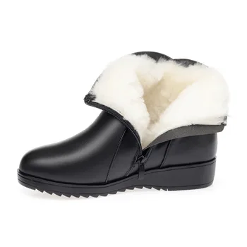 De mari Dimensiuni de Moda Casual, Mama Zăpadă Cizme de Iarna pentru Femei Cizme Plate Non-alunecare Piele naturala Cizme Ghete de Pantofi Femei Pantofi de Cald