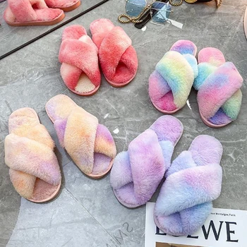 2020 Nouă Femei Faux Blana Papuci de Toamna Iarna Casa mai Multe Culori Confortabile Plat Doamnelor Pantofi cu Blană Lamele Glisante S6101