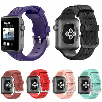 Silicon moale Sports Band pentru Apple Watch 4 3 2 1 38MM 42MM Benzi de Cauciuc Bratara Curea Curea pentru Iwatch Seria 4 40mm 44mm