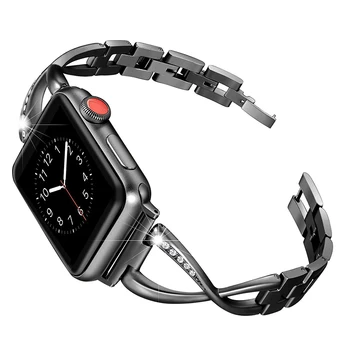 Curea din otel inoxidabil pentru apple watch band 44mm/40mm/42mm/38mm link brățară de metal+diamante încheietura curea iwatch seria 4 3 5 6 se