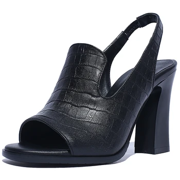 Karinluna Nou Brand de Moda Tocuri inalte din Piele Sandale de Vara femei, Pantofi Piele, Sandale