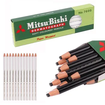 Japonia Alb Negru Dermograph Mitsubishi 7600 UNI Moale Creioane Colorate pentru Microblading Tatuaj Sprancene Marker Vopsea Creion 12buc