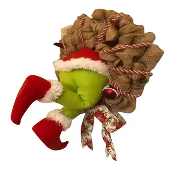 Cum A furat Grinch Crăciunul pânză groasă de sac coroane de flori coroană de Crăciun, ornamente de Crăciun decoratiuni drăguț cadouri pentru prieteni