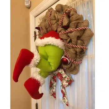 Cum A furat Grinch Crăciunul pânză groasă de sac coroane de flori coroană de Crăciun, ornamente de Crăciun decoratiuni drăguț cadouri pentru prieteni