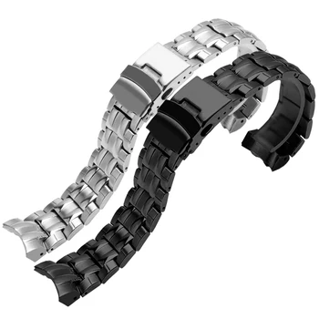 PEIYI Precizie, curea din otel adaptat Casio ceas din oțel bandă rezistent la apa om curea EF-535D-7A Ceas Lanț Argintiu Negru