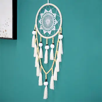 Mare alb Dantela Dream Catcher Acasă Decor Agățat de Perete Decor Simplu Manual DIY Pompon Ciucuri Atârnând Decor de Nunta Deco
