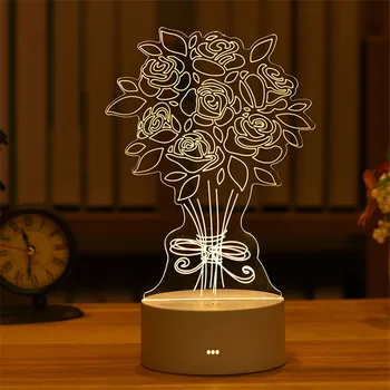 Ziua îndrăgostiților Dragoste 3D Lampa Cadou de Paște Decor Acrilic Copil LED Lumina de Noapte Urs Valentine Cadou Rose Urs Prezent