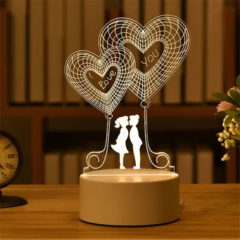 Ziua îndrăgostiților Dragoste 3D Lampa Cadou de Paște Decor Acrilic Copil LED Lumina de Noapte Urs Valentine Cadou Rose Urs Prezent