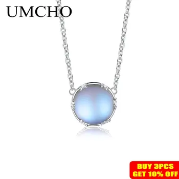 UMCHO s925 Argint Aurora Pandantiv Colier Halo Cristal Piatră prețioasă Scară de Lumină Colier pentru Femei Elegante de Bijuterii Cadou