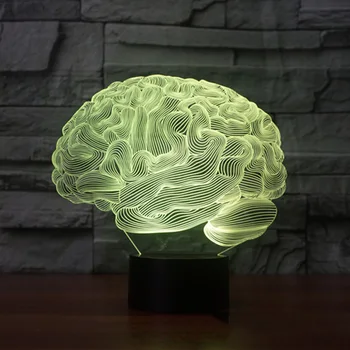 Creierul Forma 3D Iluzie Lampă 7 Culori Schimbare Comutator Tactil LED Noapte Lumina Acrilic lampa de Birou Atmosfera Lampa Noutate de Iluminat
