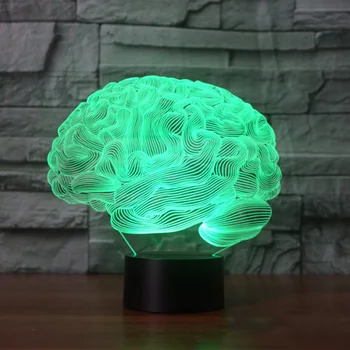 Creierul Forma 3D Iluzie Lampă 7 Culori Schimbare Comutator Tactil LED Noapte Lumina Acrilic lampa de Birou Atmosfera Lampa Noutate de Iluminat