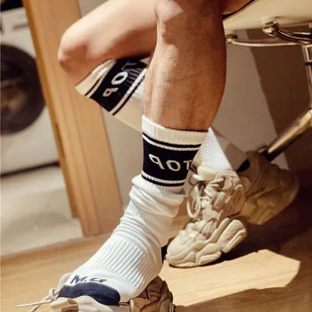 Șosete Bărbați Calcetines Skarpetki Nailon Dungă Scrisoare de Sport Tub Lung de Fotbal Șosete Meias Compresie Sosete absorbant de Sudoare