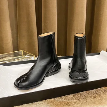 Botines mujer 2021 indesata toc scurt glezna cizme pentru femei square toe negre din piele de brevet cizme de ploaie de lux tabi bottes