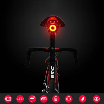 XLITE100 Bicicleta rezistent la apa Lanterna LED Biciclete Lumina din Spate Auto Start/Stop de Frână de Detectare IPx6 de Încărcare Ciclism Stop
