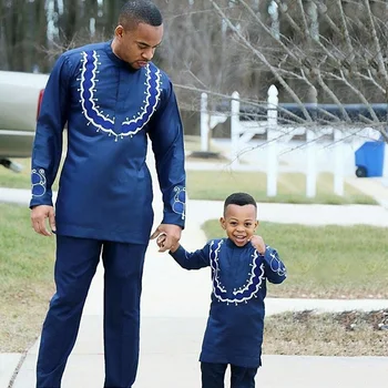 Africa de îmbrăcăminte doar de culoare albastru dashiki moda design tradițional material moale pentru bărbați