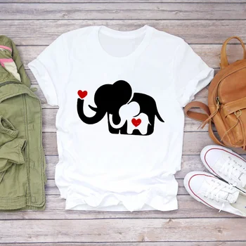 Femeile 2020 Desene animate Elefant Imprimare Drăguț de Imprimare de Moda Lady tricouri Top Womens T Shirt Doamnelor Grafice de sex Feminin Tee T-Shirt
