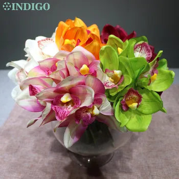 INDIGO 5pcs Mini Portocalii, Orhidee Cymbidium Buchet Real Touch Nunta de Flori Artificiale Flori Florale Eveniment Decor Petrecere