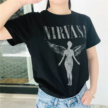 Vara Femei Tricou Nirvana Print cu Maneci Scurte Plus Dimensiune 3XL Harajuku Înger Modă Plus Dimensiune Casual Tricou Femei T-shirt