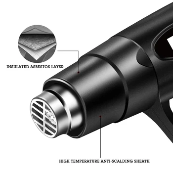 2000W pistol de aer Cald industriale lanterna din plastic de sudare graba de vânt mașină de copt arma de căldură termocontractibile uscător de păr