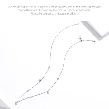 WOSTU Veritabil 925 Sterline de Argint Strălucitor Inima Set de Bijuterii Brățară Reglabil & Lanț Colier Pentru Femei Bijuterii de Lux 2020 Nou