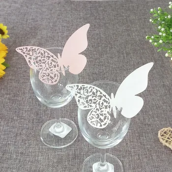 100 Buc tăiat cu laser fluture scaun cărți de cupă / carduri / pahare decorate pentru Craciun petrecere de nunta de decorare 5ZB45