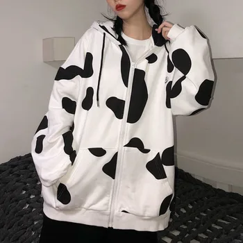 Vaca Iepure Supradimensionate Hanorac Japoneză Liber Ins Femei Vrac Femei Tricou Hanorace Harajuku Kpop Streetwear Gotice Punk