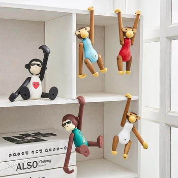 [VIP]Nordice Creative din Lemn de Culoare Maimuță Agățat Raft Ornamente Decor Acasă Jucărie Miniaturi Cifre Cadou Sclupture