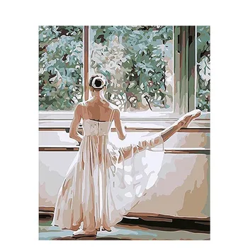 60×75cm Pictură în Ulei De Numere Fata de Balet Pictate manual Pe Panza DIY Dansatoare Poze Cadou de Casa Moderna de Decorare Arta de Perete