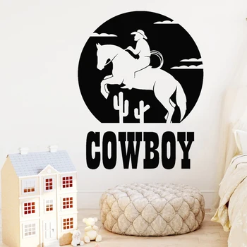 Cowboy Autocolant Perete Cal De Vinil Decal Texas Western Autocolante Băieți Decorare Camera Adolescenti Decor Dormitor Rider Artă Murală
