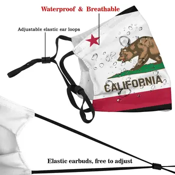 Fata de Gura Masca Cu un sistem de PM2.5 Filtre California Republica Drapelul De Stat Hipster Capac Protecție Praf