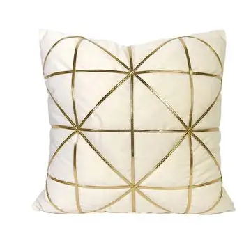 Post-modern, de lux lumina gri/alb pernă de catifea acopere grila de aur brodate pernă acoperă talie pernă interior