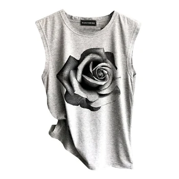 Florale Imprimare fără Mâneci Femei T-Shirt 2020 Casual de Vara O-Gât de Dimensiuni Mari Topuri Tricouri Femei Vrac 2XL Plus Dimensiune T-Shirt