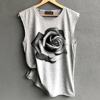 Florale Imprimare fără Mâneci Femei T-Shirt 2020 Casual de Vara O-Gât de Dimensiuni Mari Topuri Tricouri Femei Vrac 2XL Plus Dimensiune T-Shirt