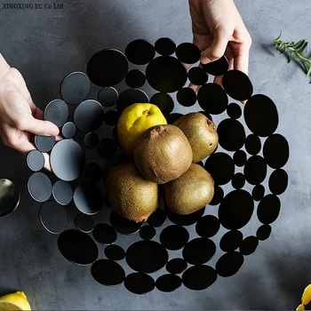 Lumina De Lux Nordic Simplu, Fier De Artă Coș Cu Fructe Creatoare De Moda De Origine Tava De Fructe De Depozitare Coș Simplu Coș De Metal Decor