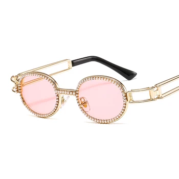 Vintage Mici, Ovale Femei ochelari de Soare pentru Barbati Ochelari Castrați Negru Retro Brand Designer de Ochelari UV400 Perla Decorare Cadru Oculos